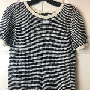 Theory Blue and White Short Sleeve Sweater
